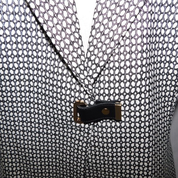LISETTE L Montreal Womens L White Black pattern Fashion Blazer Vest - Picture 4 of 11